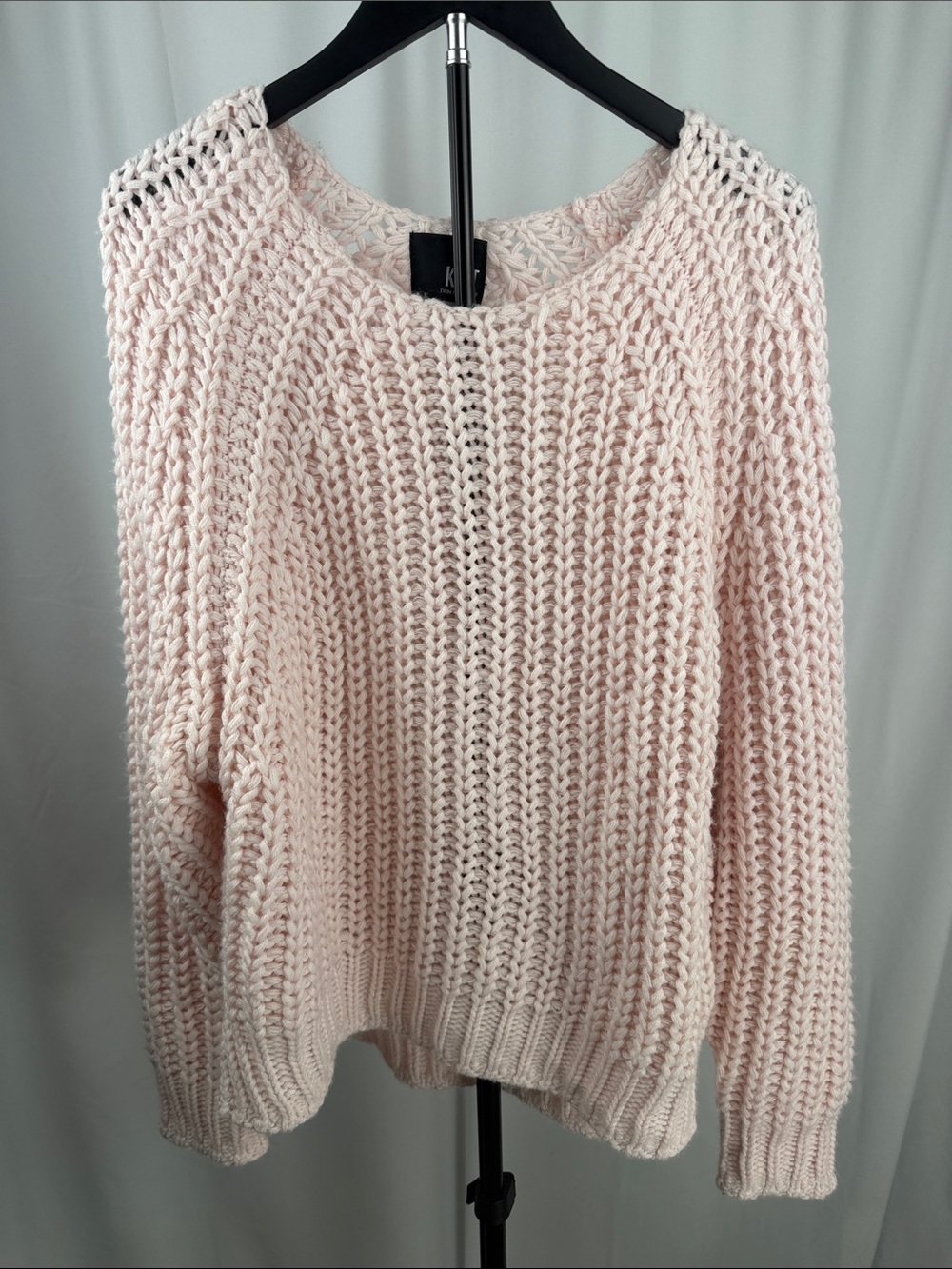 KUT from the Kloth Blush Pink Chunky Open Knit Sweater Large